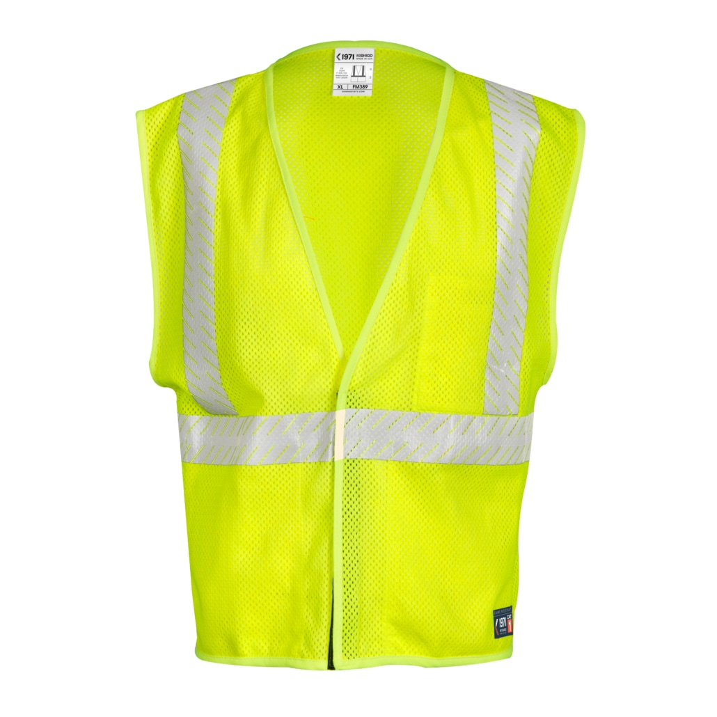 ML Kishigo Breathable Mesh Class 2 FR Vest in Hi-Vis Lime